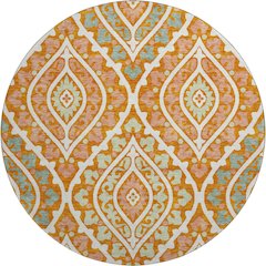 Premium Machine Washable Mayfield AMF761 Orange 8' x 8' Round Rug