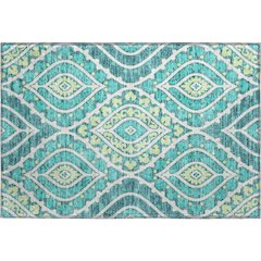 Premium Machine Washable Mayfield AMF761 Teal 1'8" x 2'6" Rug
