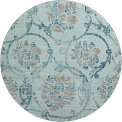 Premium Machine Washable Mayfield AMF762 Teal 8' x 8' Round Rug