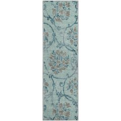 Premium Machine Washable Mayfield AMF762 Teal 2'3" x 7'6" Runner Rug