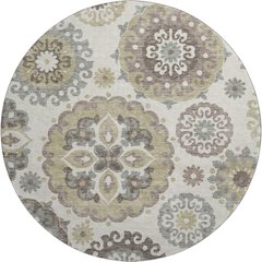 Premium Machine Washable Mayfield AMF763 Beige 8' x 8' Round Rug