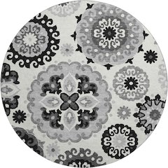 Premium Machine Washable Mayfield AMF763 Black 8' x 8' Round Rug