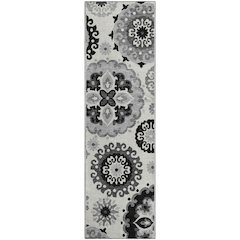 Premium Machine Washable Mayfield AMF763 Black 2'3" x 7'6" Runner Rug