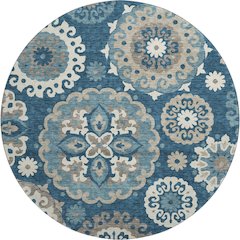 Premium Machine Washable Mayfield AMF763 Blue 8' x 8' Round Rug
