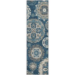 Premium Machine Washable Mayfield AMF763 Blue 2'3" x 7'6" Runner Rug