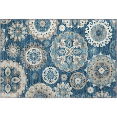Premium Machine Washable Mayfield AMF763 Blue 1'8" x 2'6" Rug