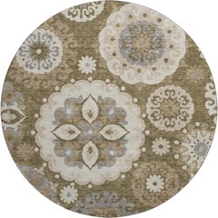Premium Machine Washable Mayfield AMF763 Brown 8' x 8' Round Rug