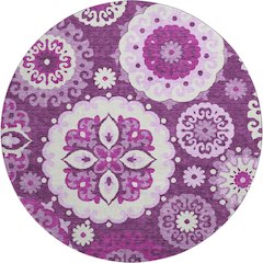 Premium Machine Washable Mayfield AMF763 Eggplant 8' x 8' Round Rug