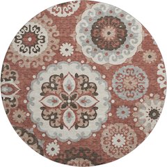 Premium Machine Washable Mayfield AMF763 Paprika 8' x 8' Round Rug