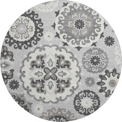 Premium Machine Washable Mayfield AMF763 Silver 8' x 8' Round Rug