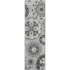Premium Machine Washable Mayfield AMF763 Silver 2'3" x 7'6" Runner Rug