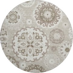 Premium Machine Washable Mayfield AMF763 Taupe 8' x 8' Round Rug