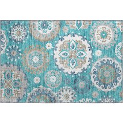 Premium Machine Washable Mayfield AMF763 Teal 1'8" x 2'6" Rug