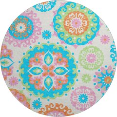 Premium Machine Washable Mayfield AMF763 White 8' x 8' Round Rug