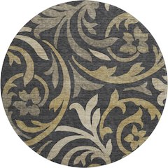 Premium Machine Washable Mayfield AMF764 Black 8' x 8' Round Rug
