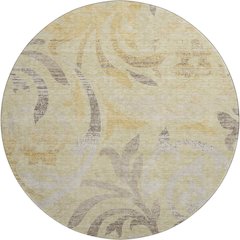 Premium Machine Washable Mayfield AMF764 Gold 8' x 8' Round Rug