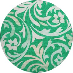 Premium Machine Washable Mayfield AMF764 Green 8' x 8' Round Rug