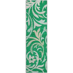 Premium Machine Washable Mayfield AMF764 Green 2'3" x 7'6" Runner Rug