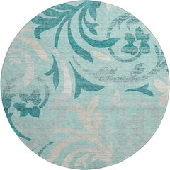 Premium Machine Washable Mayfield AMF764 Teal 8' x 8' Round Rug