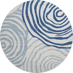 Premium Machine Washable Mayfield AMF765 Blue 8' x 8' Round Rug