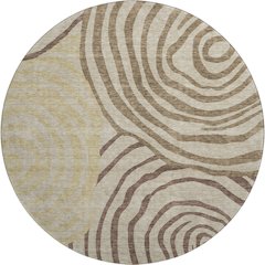 Premium Machine Washable Mayfield AMF765 Brown 8' x 8' Round Rug