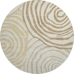 Premium Machine Washable Mayfield AMF765 Gold 8' x 8' Round Rug