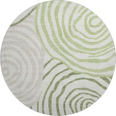Premium Machine Washable Mayfield AMF765 Green 8' x 8' Round Rug