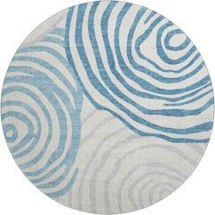Premium Machine Washable Mayfield AMF765 Teal 8' x 8' Round Rug