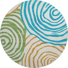 Premium Machine Washable Mayfield AMF765 White 8' x 8' Round Rug