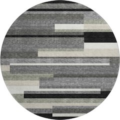 Premium Machine Washable Mayfield AMF766 Black 8' x 8' Round Rug
