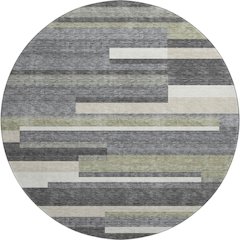 Premium Machine Washable Mayfield AMF766 Charcoal 8' x 8' Round Rug