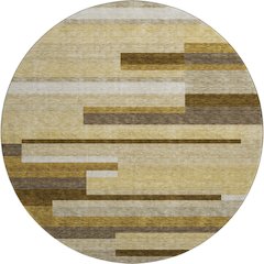 Premium Machine Washable Mayfield AMF766 Khaki 8' x 8' Round Rug