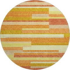 Premium Machine Washable Mayfield AMF766 Orange 8' x 8' Round Rug