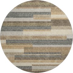 Premium Machine Washable Mayfield AMF766 Taupe 8' x 8' Round Rug