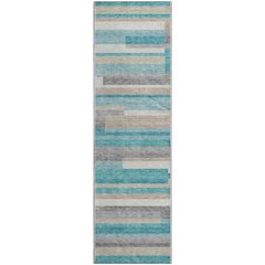 Premium Machine Washable Mayfield AMF766 Teal 2'3" x 7'6" Runner Rug