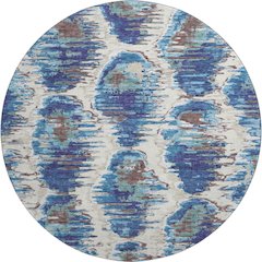 Premium Machine Washable Mayfield AMF767 Blue 8' x 8' Round Rug