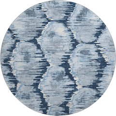 Premium Machine Washable Mayfield AMF767 Navy 8' x 8' Round Rug