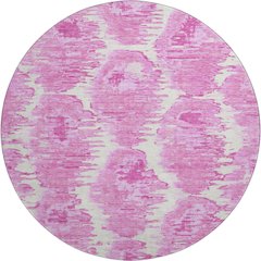 Premium Machine Washable Mayfield AMF767 Pink 8' x 8' Round Rug