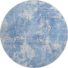 Premium Machine Washable Mayfield AMF769 Blue 8' x 8' Round Rug