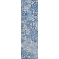 Premium Machine Washable Mayfield AMF769 Blue 2'3" x 7'6" Runner Rug