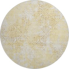 Premium Machine Washable Mayfield AMF769 Gold 8' x 8' Round Rug