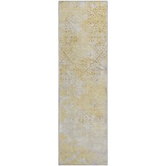 Premium Machine Washable Mayfield AMF769 Gold 2'3" x 7'6" Runner Rug
