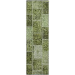 Premium Machine Washable Mayfield AMF772 Olive 2'3" x 7'6" Runner Rug