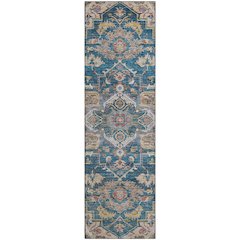 Premium Machine Washable Mayfield AMF774 Blue 2'3" x 7'6" Runner Rug