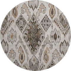 Premium Machine Washable Mayfield AMF775 Brown 8' x 8' Round Rug