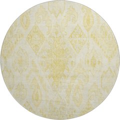 Premium Machine Washable Mayfield AMF776 Gold 8' x 8' Round Rug