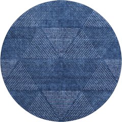 Premium Machine Washable Mayfield AMF777 Navy 8' x 8' Round Rug