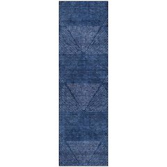 Premium Machine Washable Mayfield AMF777 Navy 2'3" x 7'6" Runner Rug
