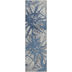 Premium Machine Washable Mayfield  Blue 2'3" x 7'6" Runner Rug