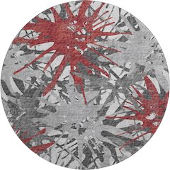 Premium Machine Washable Mayfield  Red 8' x 8' Round Rug